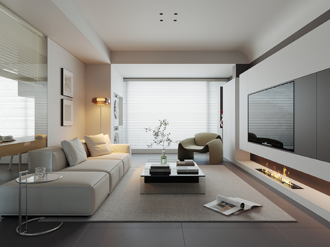  现代家居客厅3d模型 