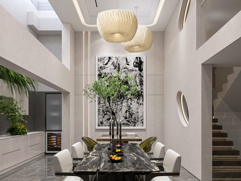 赛瑞迪普设计 现代别墅餐厅3d模型