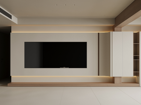  现代电视背景墙3d模型 