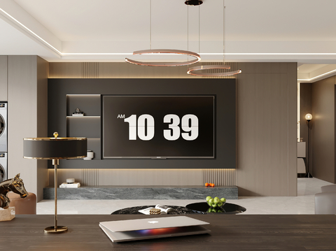  意式客餐厅 开放厨房 玄关3d模型 