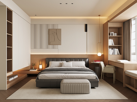  现代家居卧室3d模型 