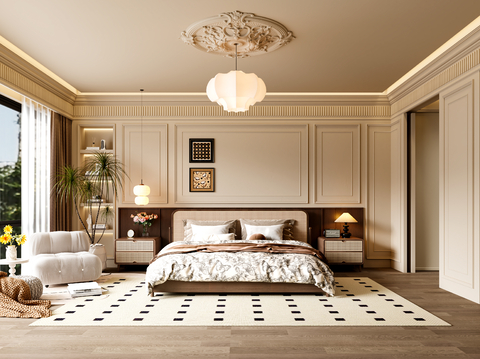  法式中古卧室主卧衣帽间玄关衣柜3d模型 