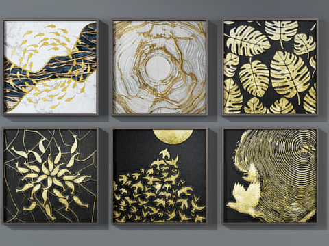  现代装饰画组合3d模型 