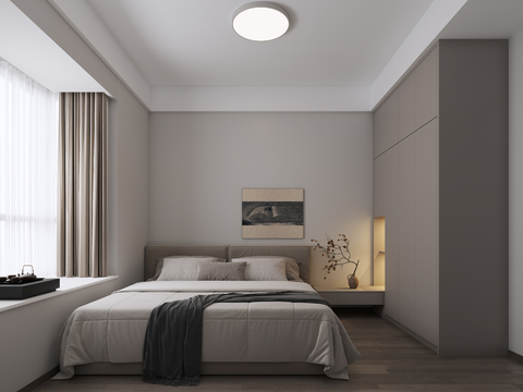  简约卧室 简约长辈房卧室3d模型 