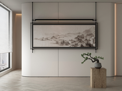  极简侘寂风抽象挂画3d模型 