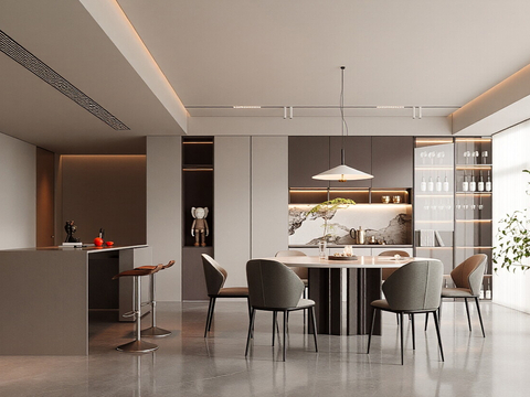  现代意式餐厅3d模型3d模型 