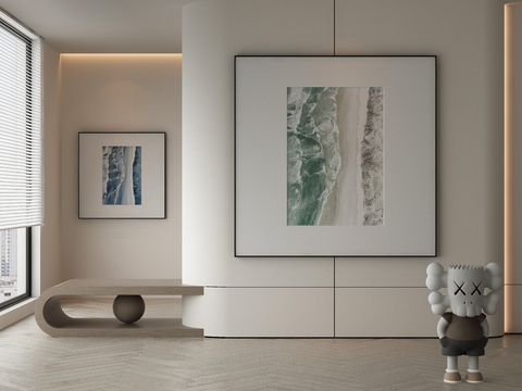  极简侘寂风抽象挂画3d模型 