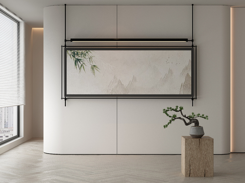  极简侘寂风抽象挂画3d模型 