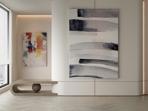  极简侘寂风抽象挂画3d模型3d模型 