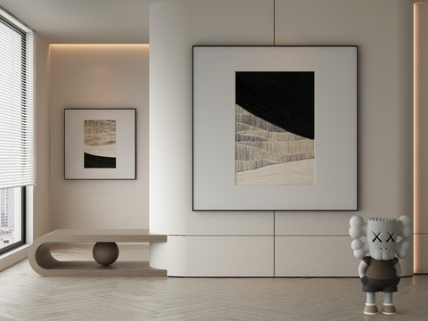  极简侘寂风抽象挂画3d模型 