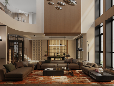  客厅 别墅客厅 意式客厅3d模型 