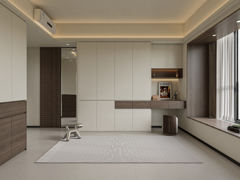 中古风简约卧室衣柜3d模型