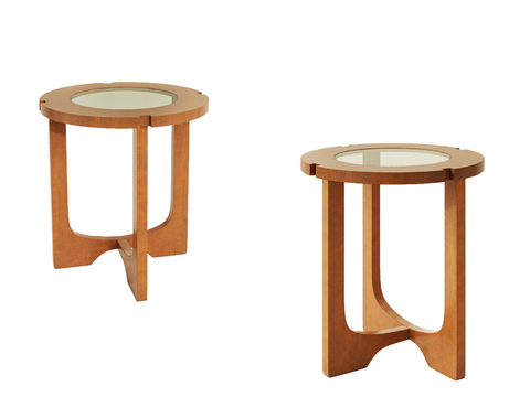  新中式圆几 边几 角几 几类 茶几 木边几3d模型 