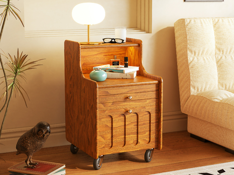  中古风床头柜 边柜 储物柜 摆件3d模型 