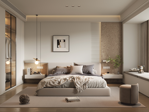  现代卧室3d模型 