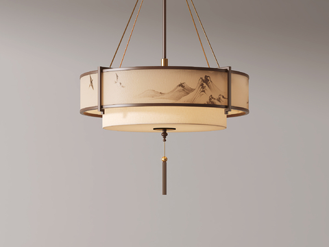  新中式吊灯 餐厅吊灯 茶室吊灯3d模型 