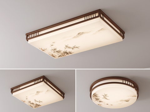 新中式吸顶灯3d模型