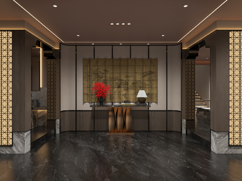  新中式会所3d模型 