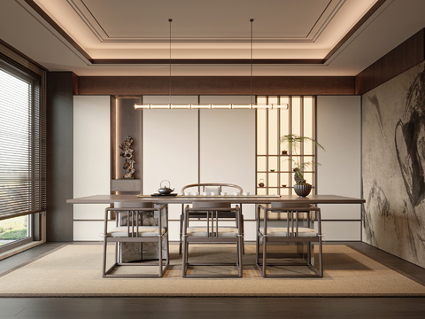  新中式茶室3d模型 