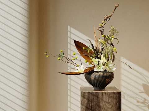 现代花瓶花艺插花3d模型