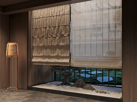  现代卷帘 布帘3d模型 