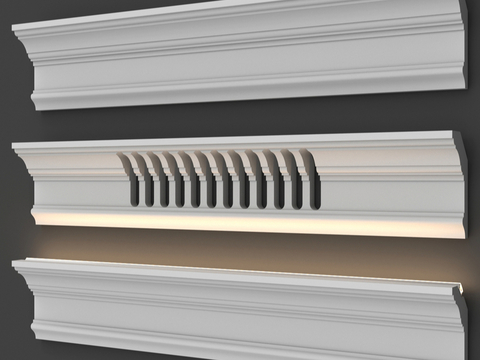  350号通风与照明变体檐口 边角3d模型 