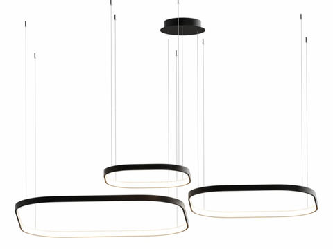  LED吊灯 方形灯80+60+40欧姆吊灯3d模型 