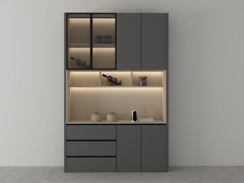  现代餐边柜 酒柜3d模型 