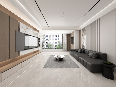  现代简约客厅3d模型 