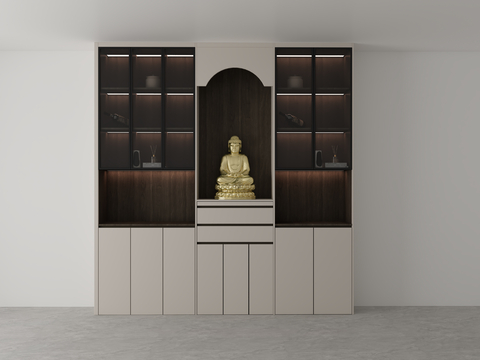  现代佛龛酒柜3d模型 