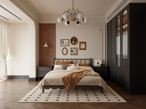  法式复古卧室3d模型 