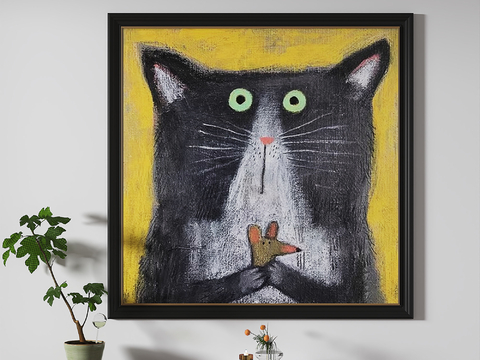  现代简约中古儿童抽象挂画3d模型 