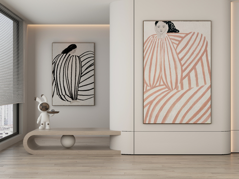  现代简约抽象挂画3d模型 