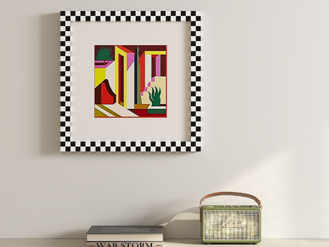  现代简约抽象挂画3d模型 