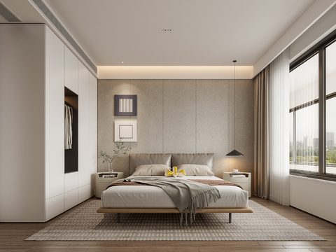  现代卧室3d模型 