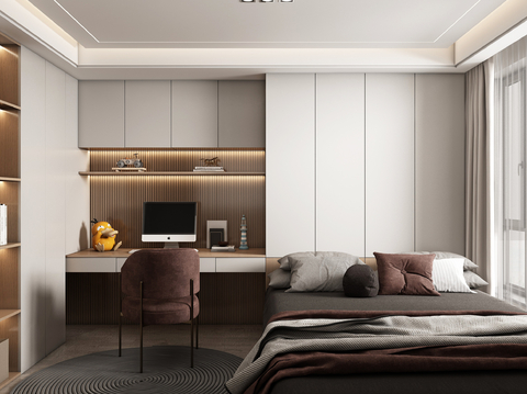  现代榻榻米卧室 儿童卧室 衣柜书柜 儿童床3d模型 