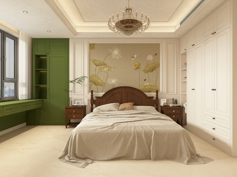  法式卧室 欧式卧室 美式卧室 男孩卧室 儿童房卧室 家居卧室3d模型 
