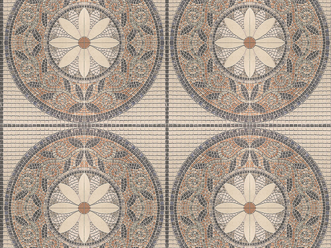  无缝石材马赛克拼花地砖人行道路地面广场铺贴 