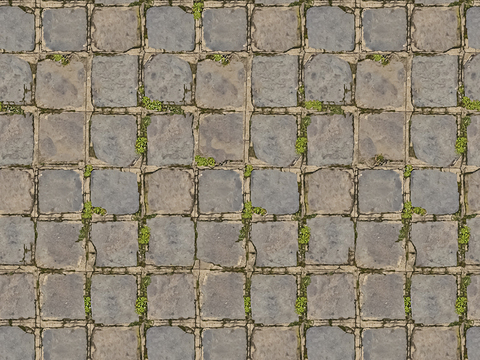  无缝破损水泥拼花地砖人行道路地面广场铺贴 