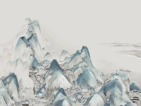  中式壁纸壁画贴图 
