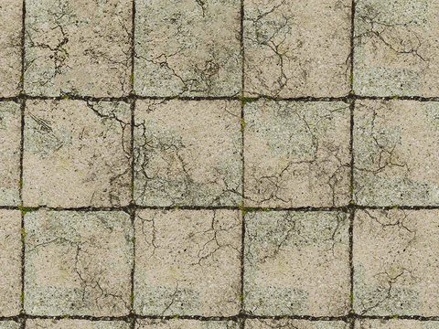  无缝破损水泥拼花地砖人行道路地面广场铺贴 