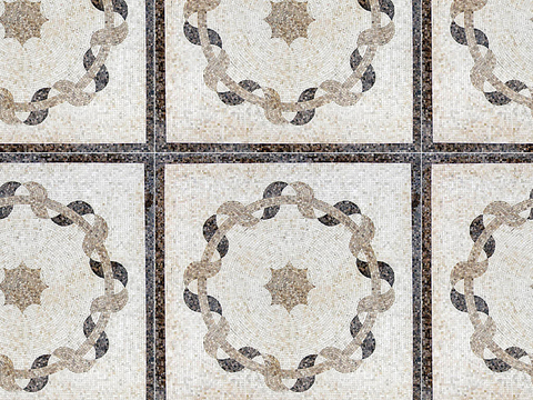  无缝石材马赛克拼花地砖人行道路地面广场铺贴 