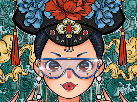  国潮麻将棋牌室贴图 