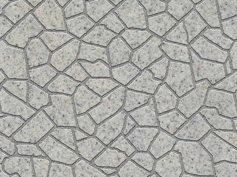  无缝灰色不规则拼花石板地砖人行道路地面广场铺贴 