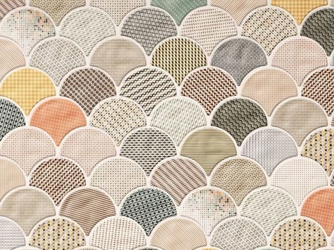  绿色复古港风马赛克 