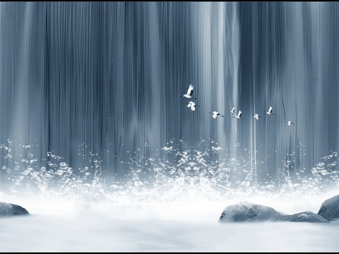 流水屏幕瀑布屏幕LED科技屏幕