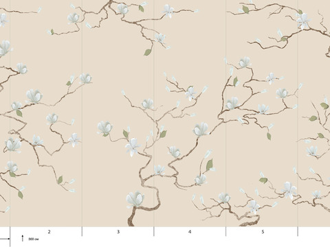  国外手绘植物壁纸壁画 