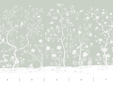  国外手绘植物壁纸壁画 