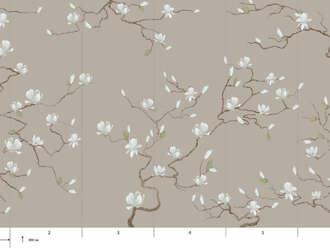  国外手绘植物壁纸壁画 