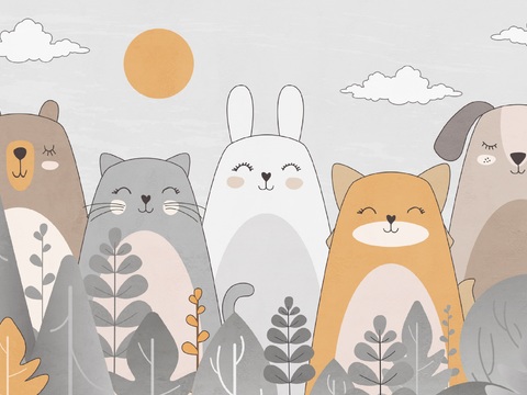  儿童房卡通壁纸壁画 